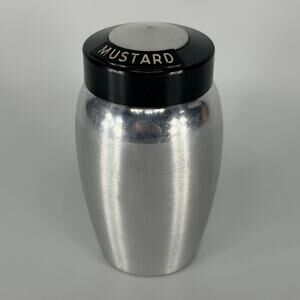 Vintage Kromex Spum Aluminum Spice Jar 4" Mustard